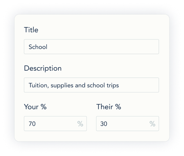 Expense categories in OurFamilyWizard