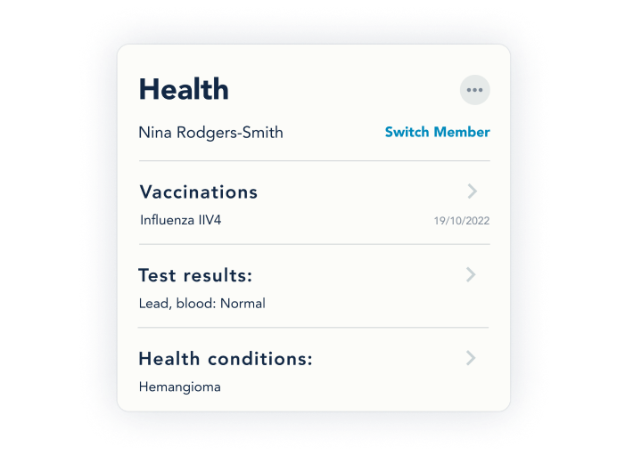 Health entries in the OurFamilyWizard Info Bank