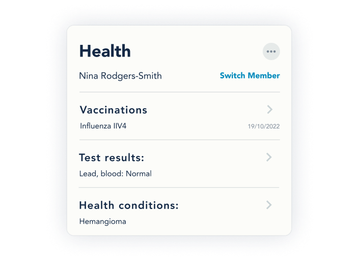 Health entries in the OurFamilyWizard Info Bank