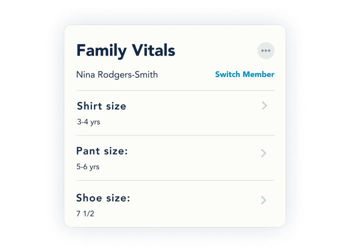 Image of the Family Vitals section in the OurFamilyWizard Info Bank