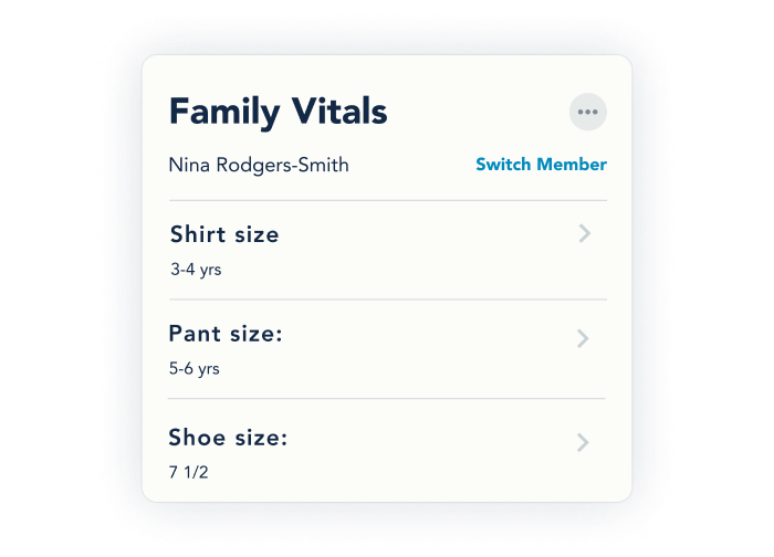 Image of the Family Vitals section in the OurFamilyWizard Info Bank