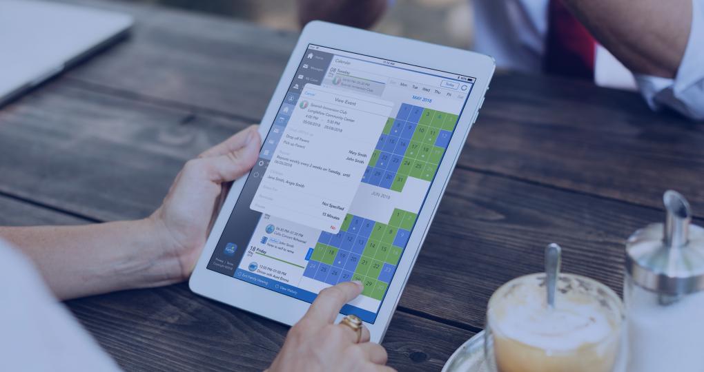 practitioner viewing client's family calendar on OFW iPad app