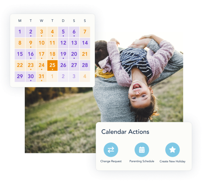 Example of a parenting schedule and features available in the OurFamilyWizard Calendar