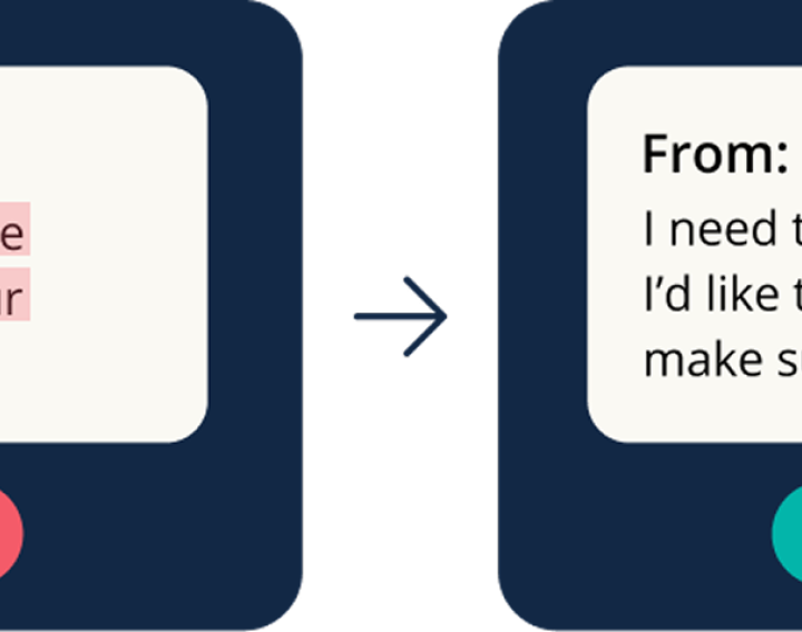 Writing Assistant before and after