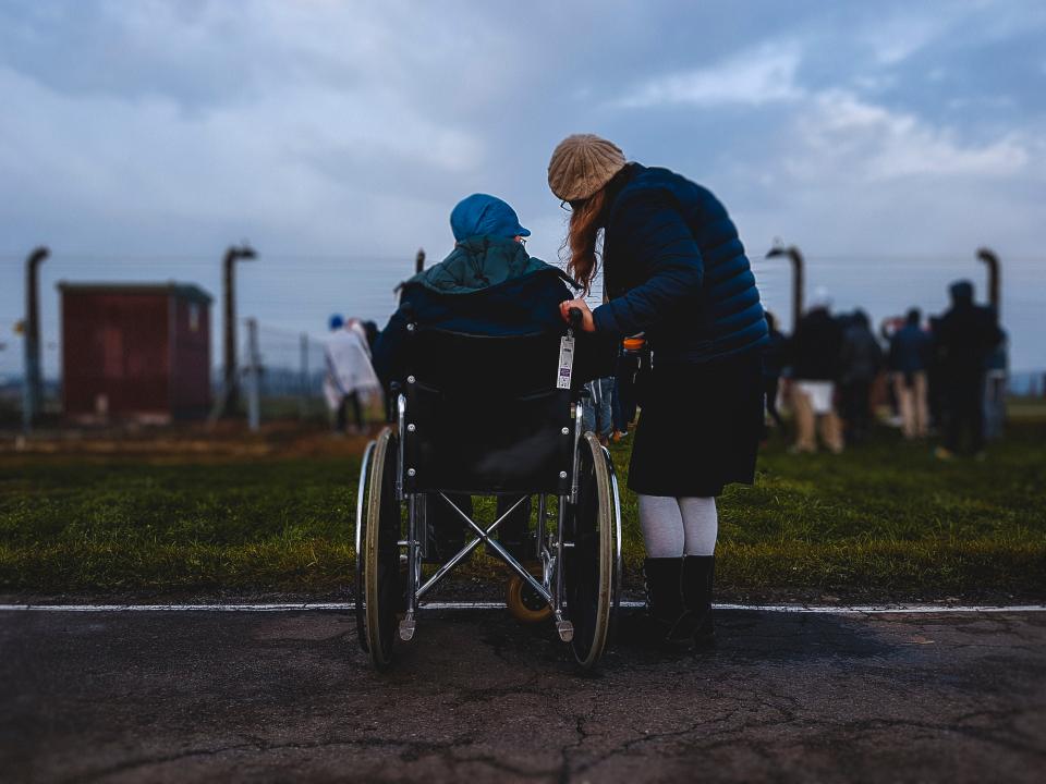 Elder person with family member