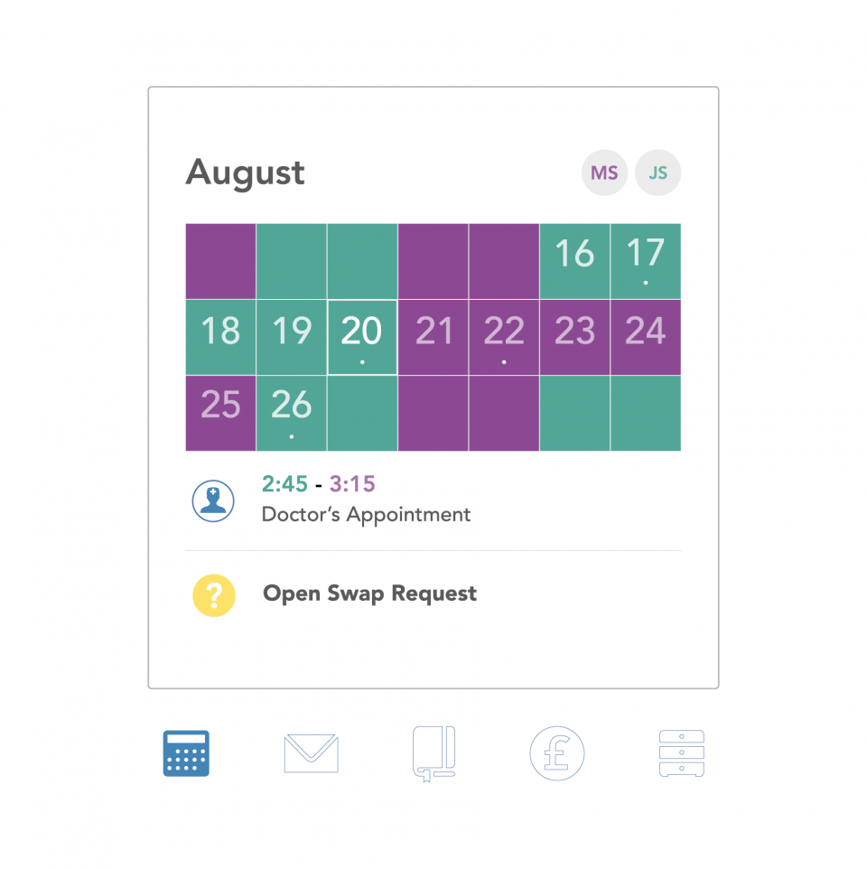 Shared family calendar on OurFamilyWizard