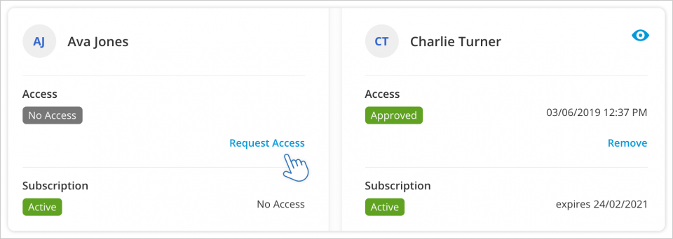 Click the blue Request Access link to send an access request to the other parent in a family.