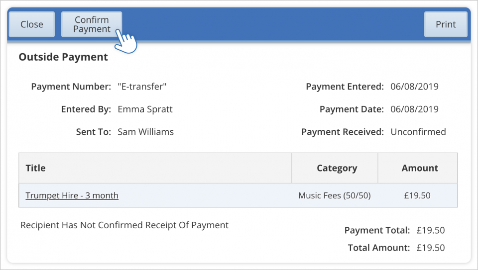 Confirming a Payment