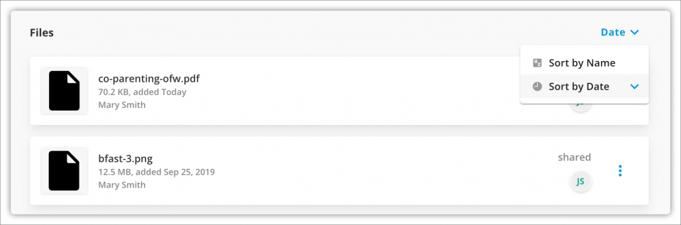 Sort your MyFiles list by date or by name.